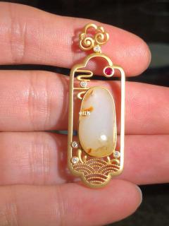 新疆和田玉独籽镶嵌国风精品