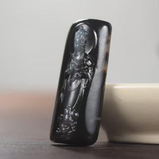疆友 孤品 和田玉白玉籽料大势至吊坠 黑皮 莲花观音挂件 14克
