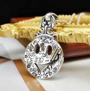 925银镶白玉玉佛吊坠新款古法银镀金和田玉弥勒佛转运挂件