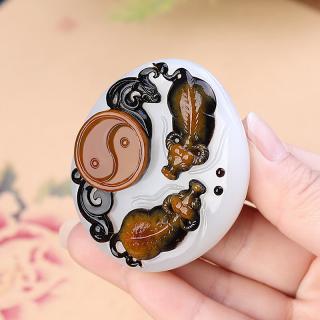 和玉谣和田玉黑皮三色巧雕扭转乾坤把玩件生肖牛太极玉石手把件保真附