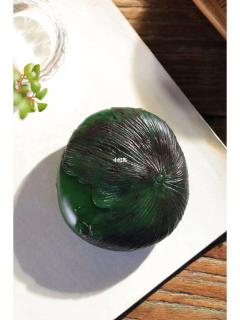 精品和田玉碧玉青蛙 莲花挂件呱呱来财
