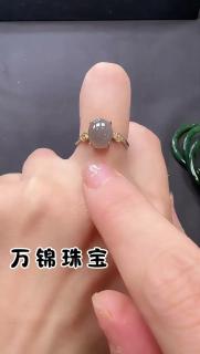 《柔莺》天然和田玉蛋面戒指女宝石翡翠金镶玉石母亲节送妈妈礼物 和